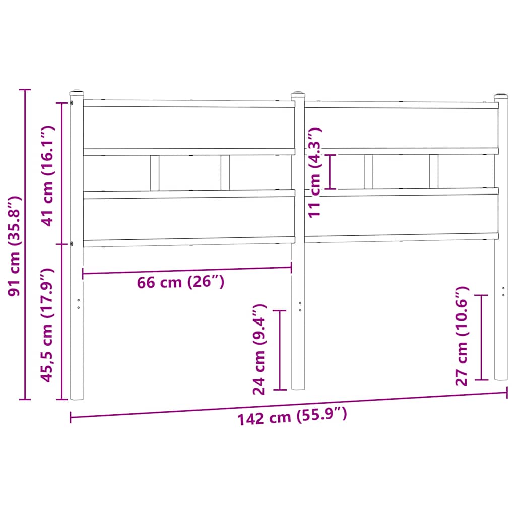 Ersatz-Kopfteil Braun Eichen-Optik 135 cm Stahl und Holzwerkstoff