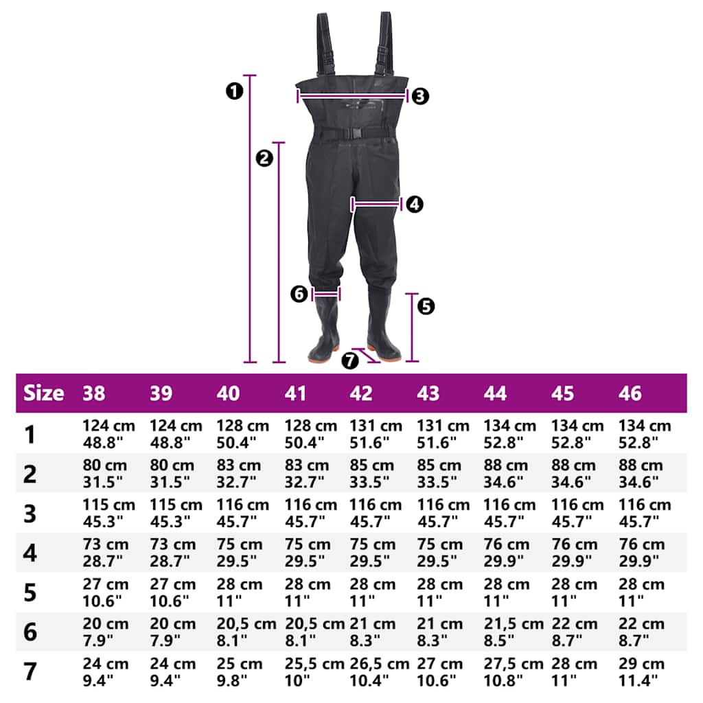 Wathose mit Stiefeln und Gürtel Schwarz Größe 42