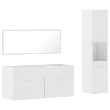 vidaXL Ensemble de 3 meubles de salle de bain blanc brillant en bois d'ingénierie