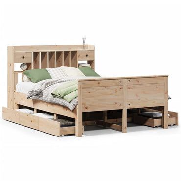 vidaXL Massivholzbett mit Regal ohne Matratze 150x200 cm Kiefernholz