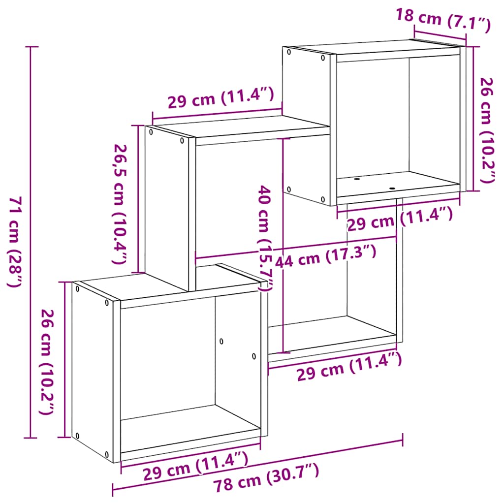 vidaXL Armoire murale 78x18x71 cm Blanc Bois d'ingénierie