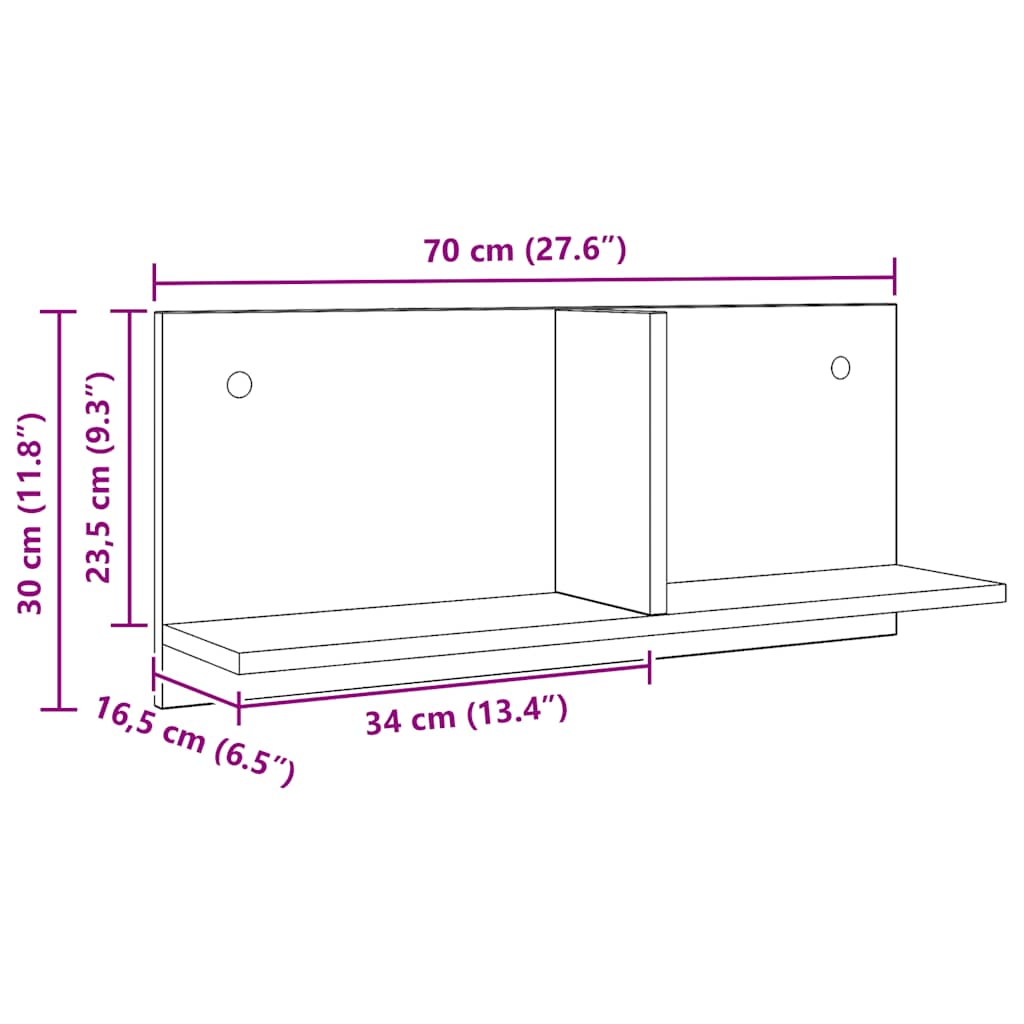 vidaXL Armoire murale 70x16,5x30 cm Chêne artisan aggloméré