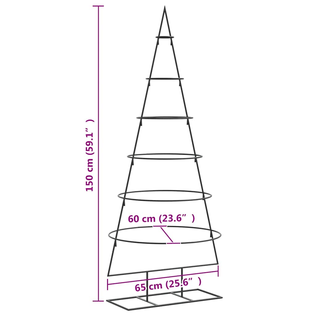 vidaXL Metall-Weihnachtsbaum für Dekorationen Schwarz 150 cm