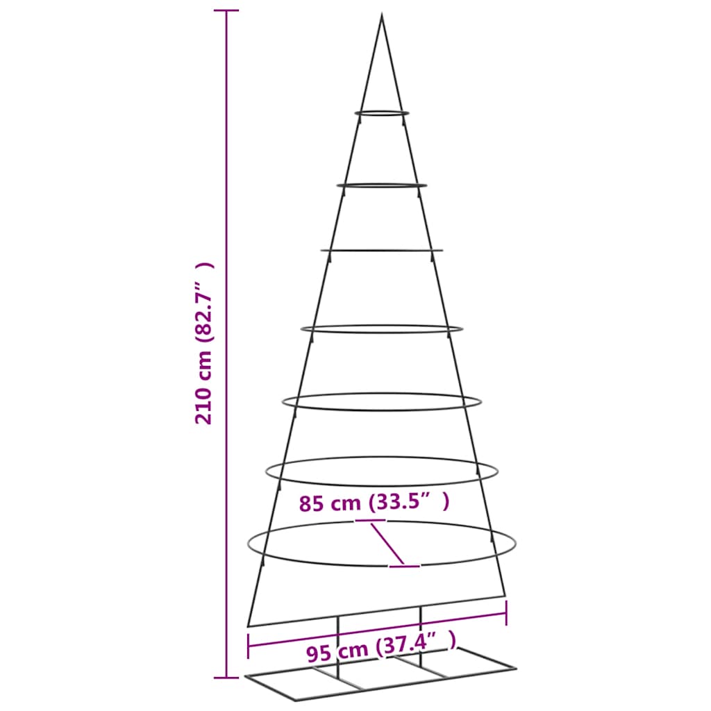 vidaXL Sapin de Noël décoratif en métal Noir 210 cm