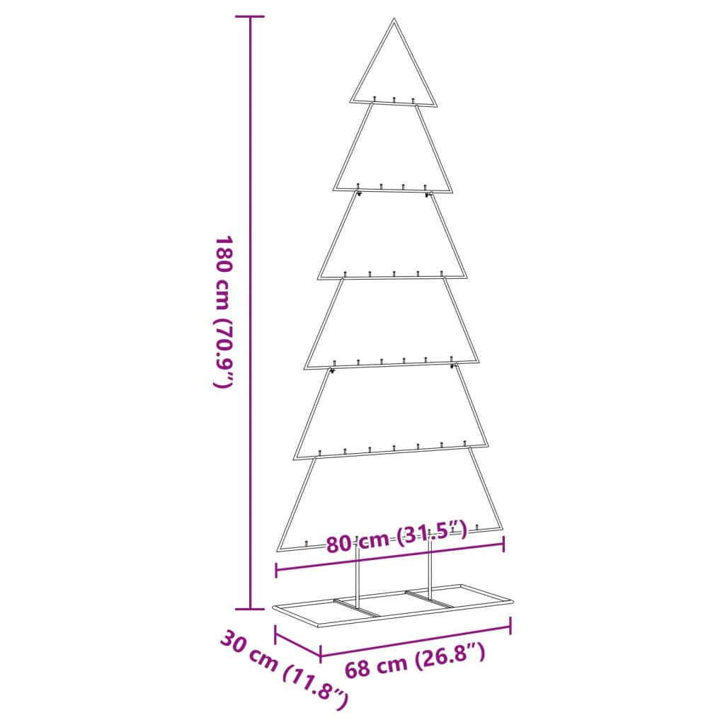 vidaXL Sapin de Noël métallique pour décorations Noir 180 cm