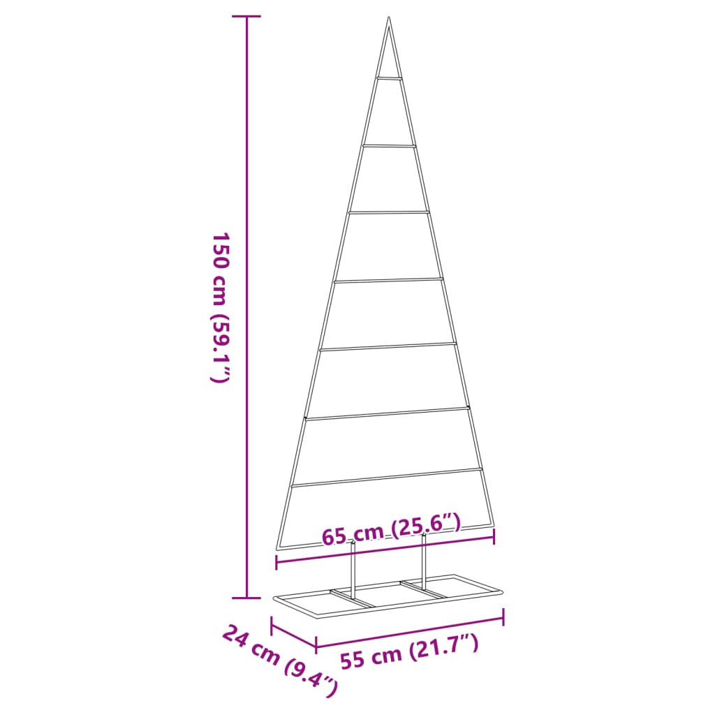 vidaXL Metall-Weihnachtsbaum für Dekorationen Schwarz 150 cm
