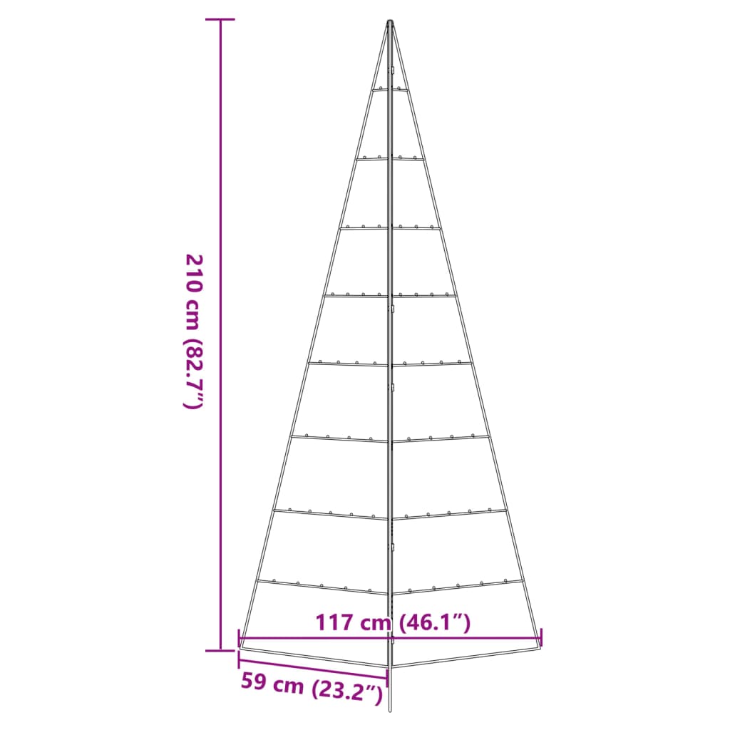 vidaXL Metall-Weihnachtsbaum zum Dekorieren Schwarz 210 cm