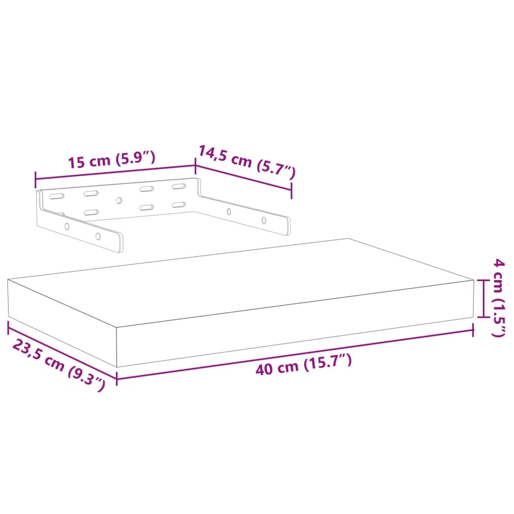 vidaXL Étagère murale flottante 40x23,5x4 cm en bois d'ingénierie