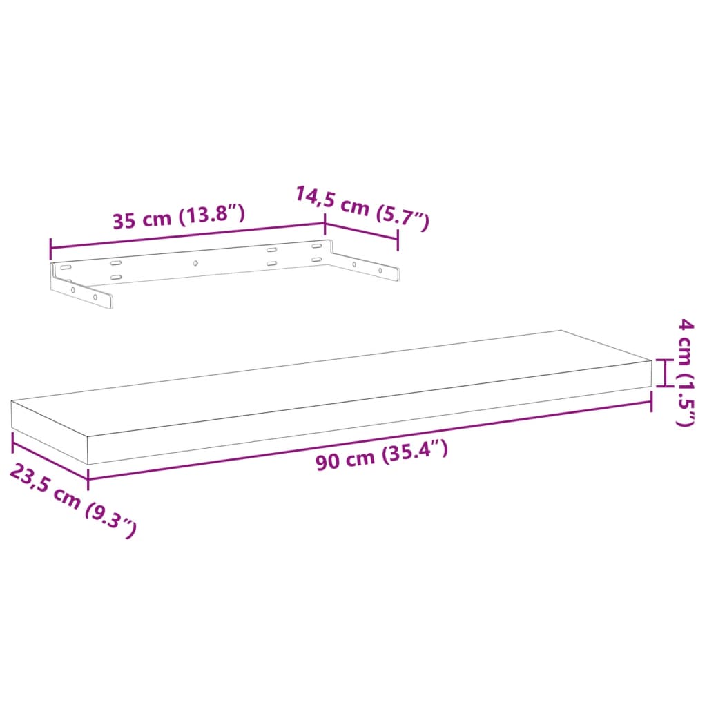 vidaXL Étagère murale 90x23,5x4 cm en bois d'ingénierie