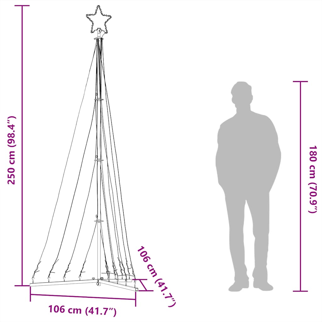 vidaXL Sapin de Noël LED 447 LED blanc chaud 250 cm