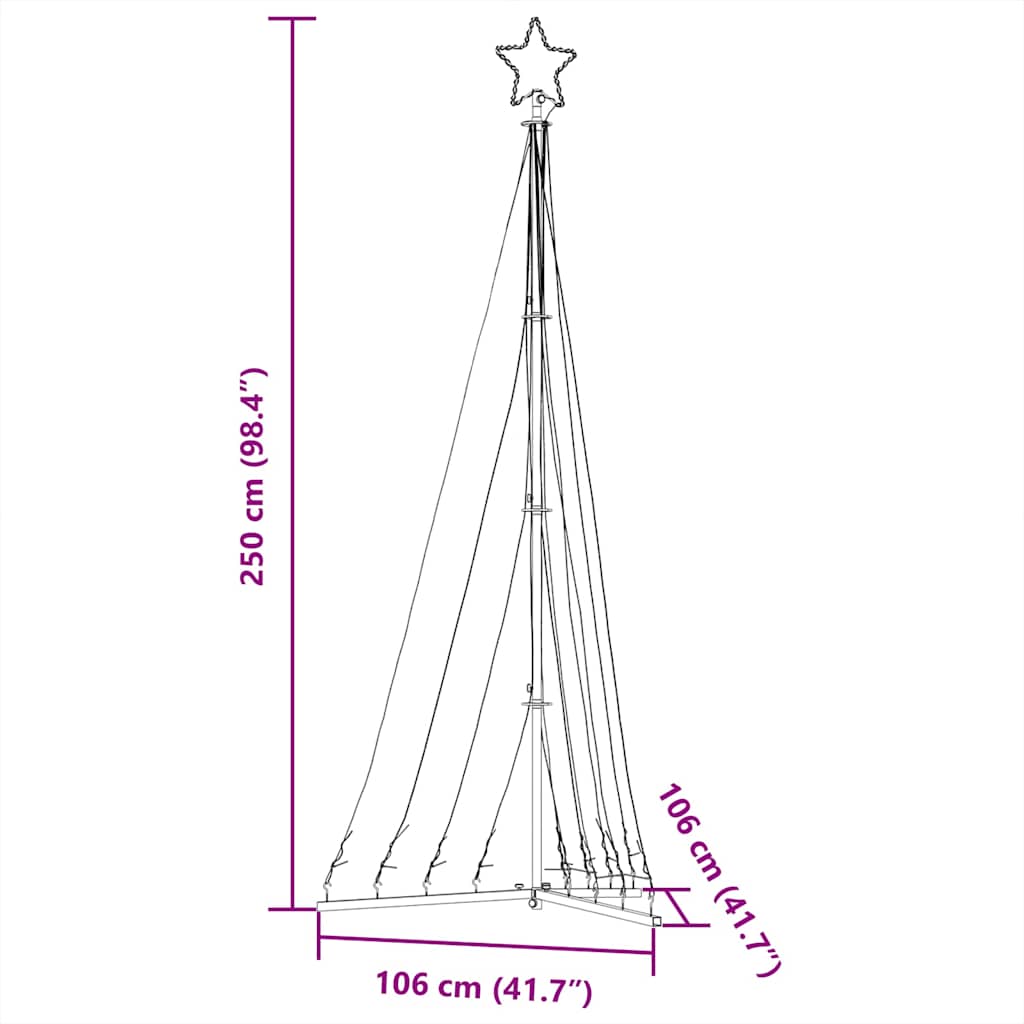 LED Weihnachtsbaum 447 LEDs Warmweiß 250 cm