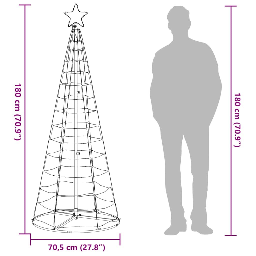 vidaXL LED Weihnachtsbaum 200 LEDs Warmweiß 180 cm