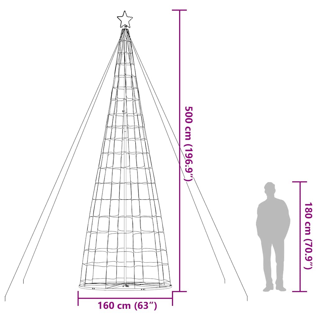 vidaXL Sapin de Noël à LED 1534 LED Bleu 500 cm