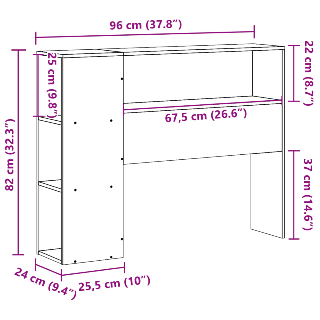 vidaXL Kopfteil mit Stauraum 90 cm Massivholz Kiefer