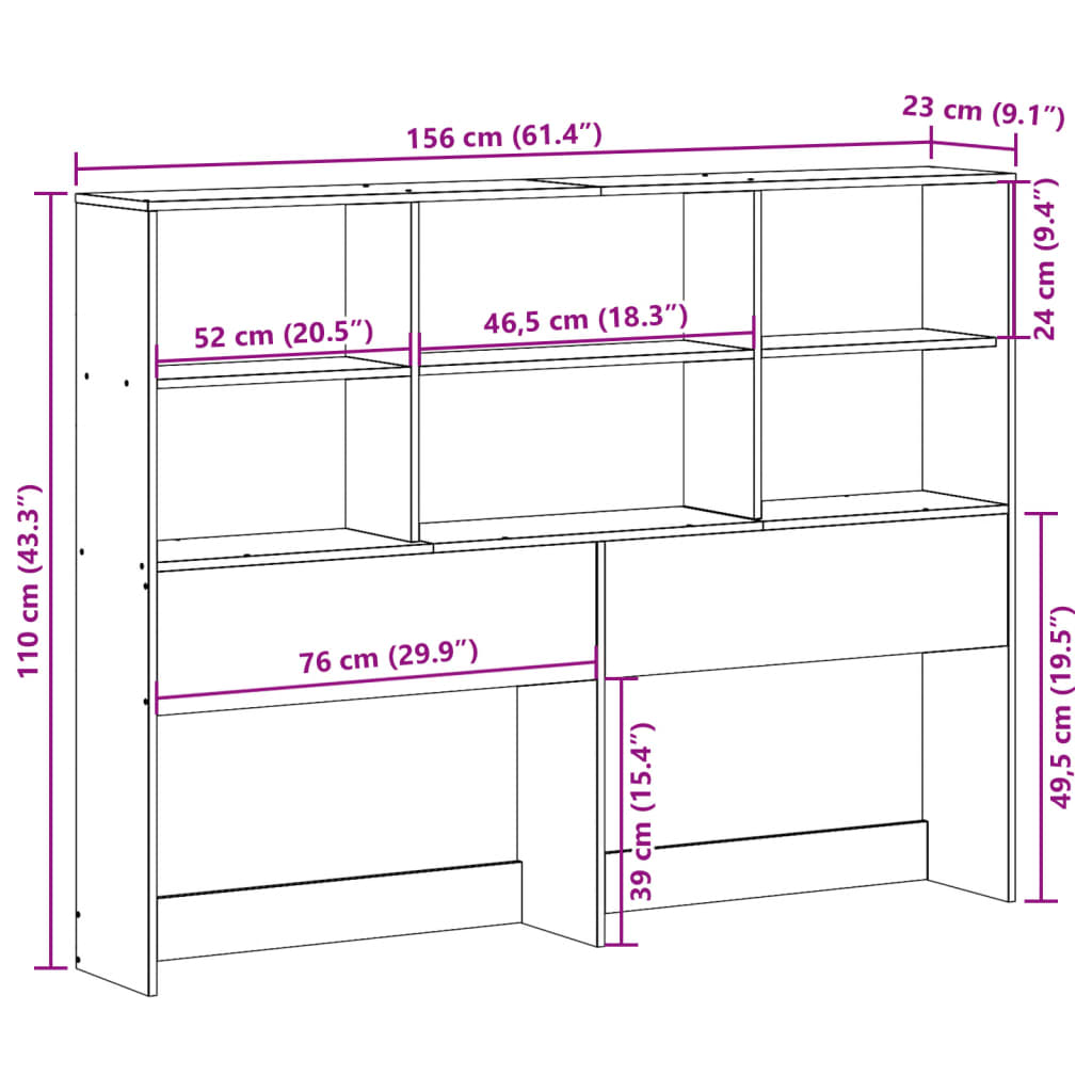 vidaXL Kopfteil mit Stauraum 150 cm Massivholz Kiefer