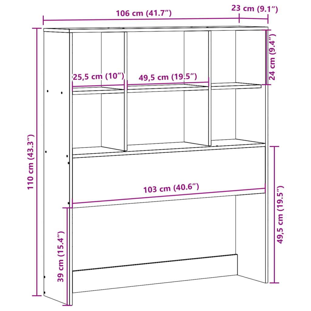 vidaXL Kopfteil mit Stauraum Wachsbraun 100 cm Massivholz Kiefer