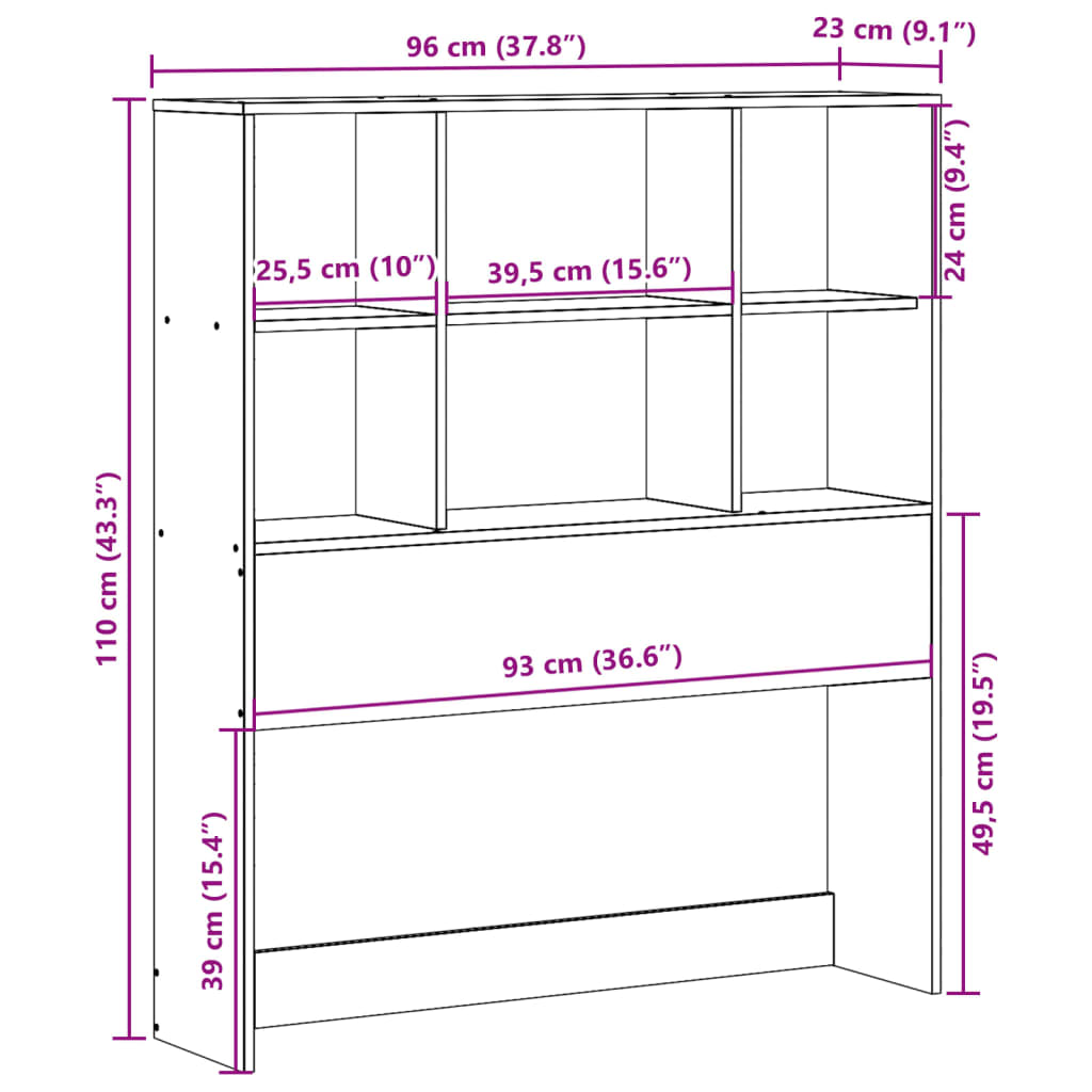 vidaXL Kopfteil mit Stauraum 90 cm Massivholz Kiefer