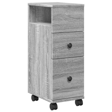 vidaXL Meuble de salle de bain étroit sur roulettes gris Sonoma, bois d'ingénierie