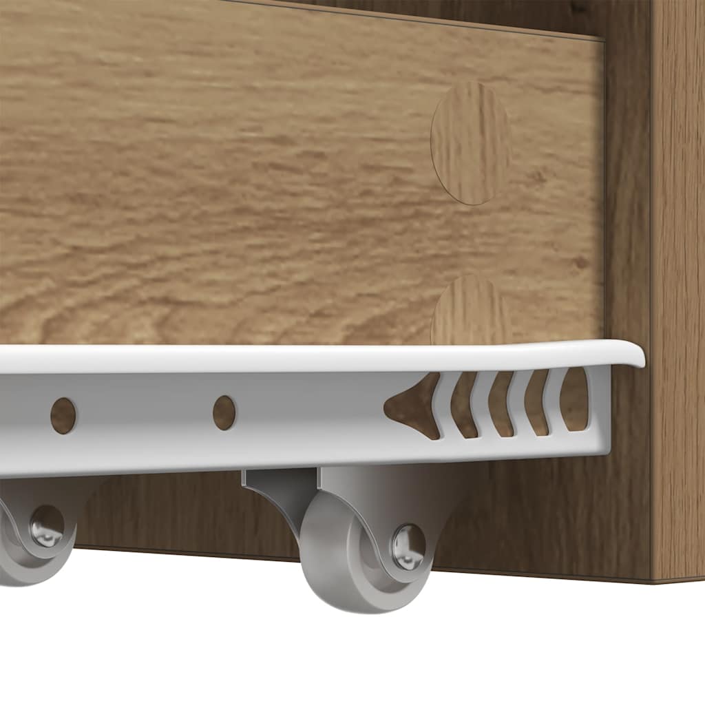 vidaXL Badschrank Schmal mit Rollen Artisan-Eiche Holzwerkstoff