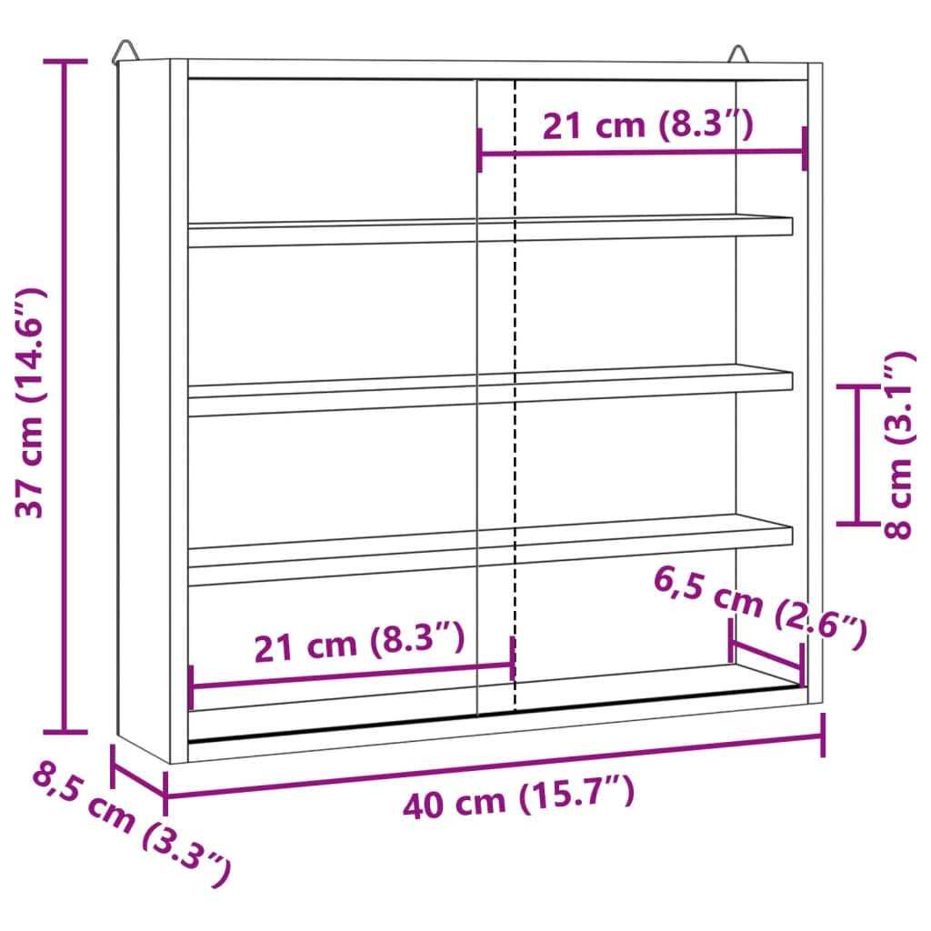vidaXL Vitrine de collection en bois avec portes 40x8,5x37 cm