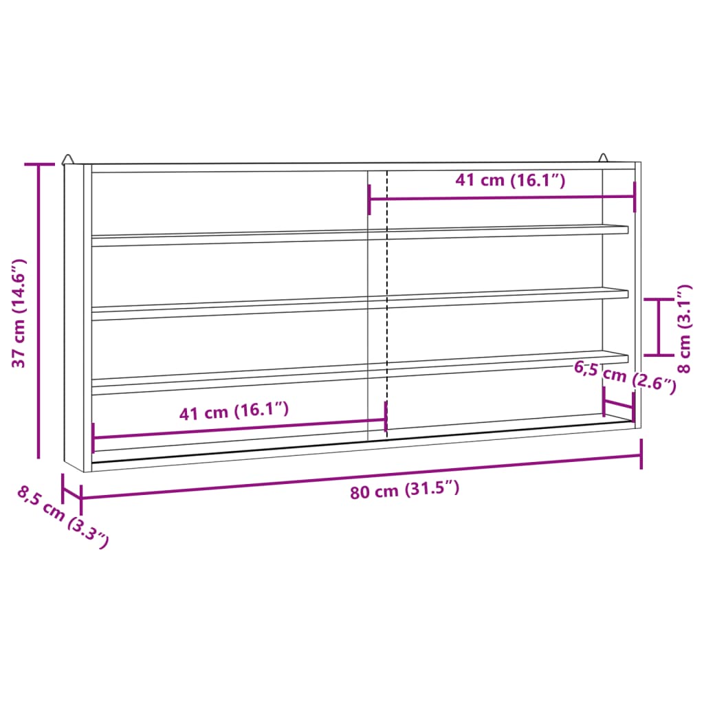 vidaXL Vitrine de collection en bois avec portes 80 x 8,5 x 37 cm