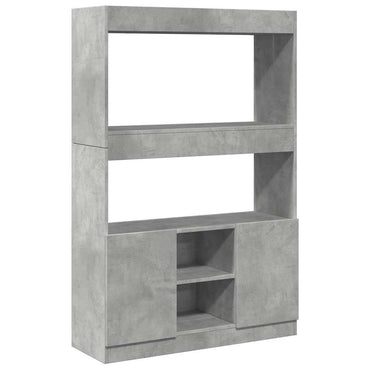 vidaXL Buffet haut gris béton 92x33x140 cm en bois d'ingénierie