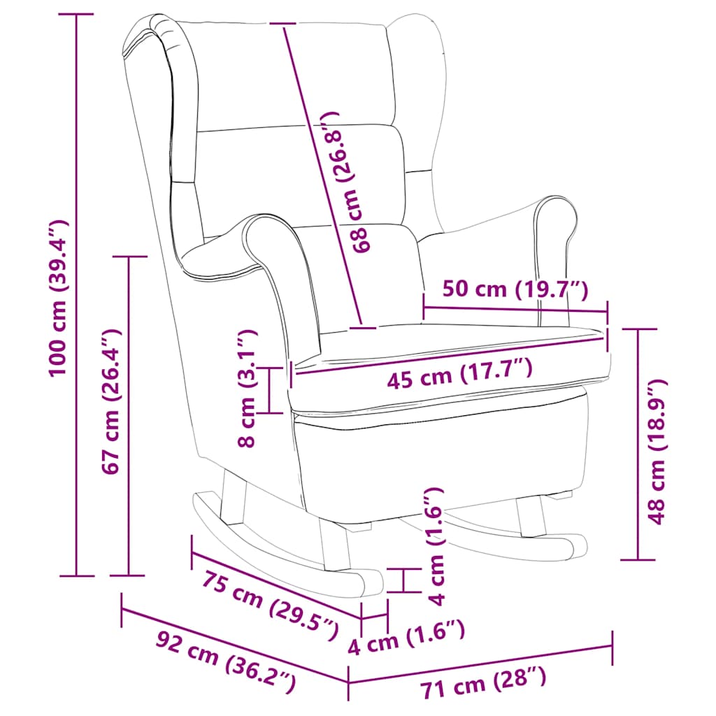 Schaukelsessel Schwarz 74x90x102 cm Stoff