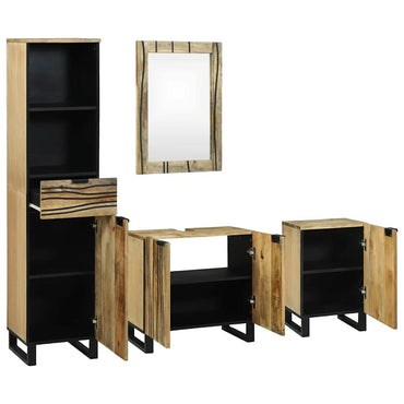 vidaXL Meuble de salle de bain avec tiroirs 4 pcs Marron Bois d'ingénierie