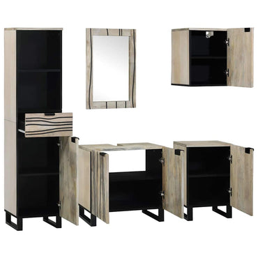 vidaXL Ensemble de meubles de salle de bain avec étagère 5 pcs Marron noyer Bois d'ingénierie