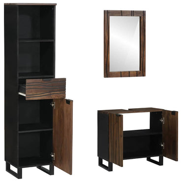 vidaXL Ensemble de meubles de salle de bain avec étagère 3 pcs Marron noyer Bois d'ingénierie