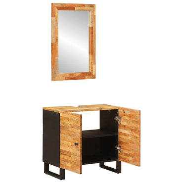 vidaXL Badezimmer Sets mit Speicher 2 pcs Natur Massivholz Mango