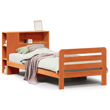 vidaXL Massivholzbett ohne Matratze Wachsbraun 75x190 cm Kiefernholz