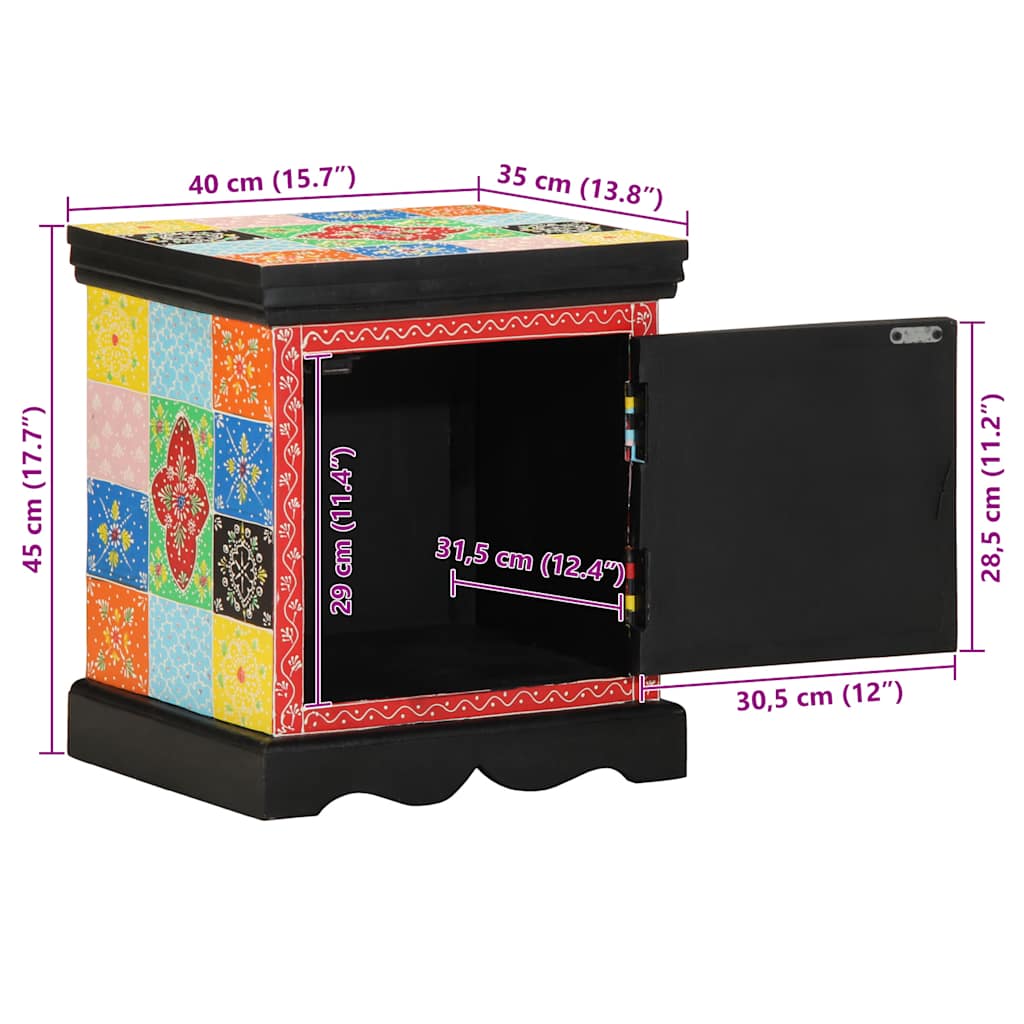 vidaXL Nachttisch 2 Stk. Mehrfarbig 40x35x45 cm Massivholz Mango