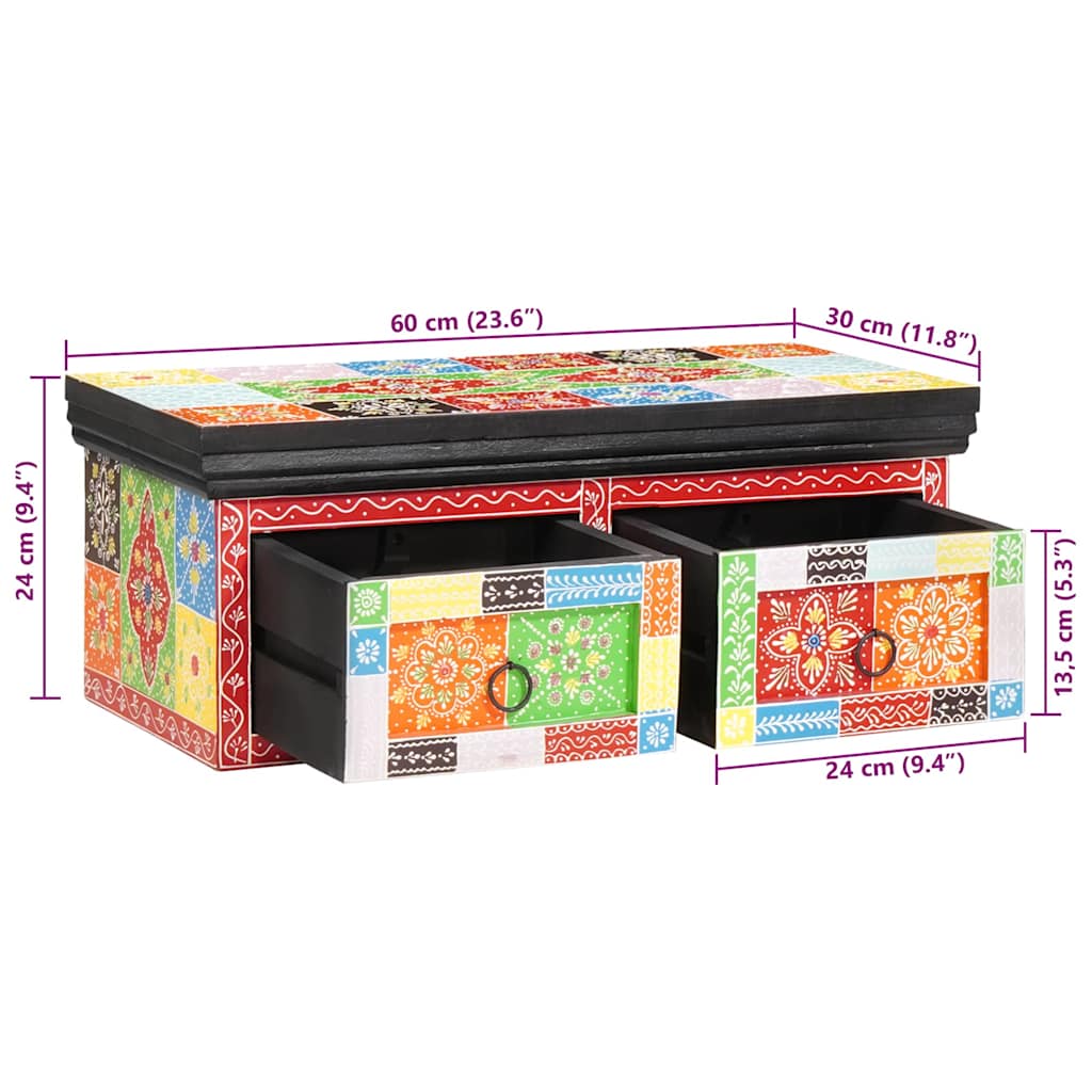 vidaXL TV-Schränk Mehrfarbig 60 x 30 x 24 cm Massivholz Mango