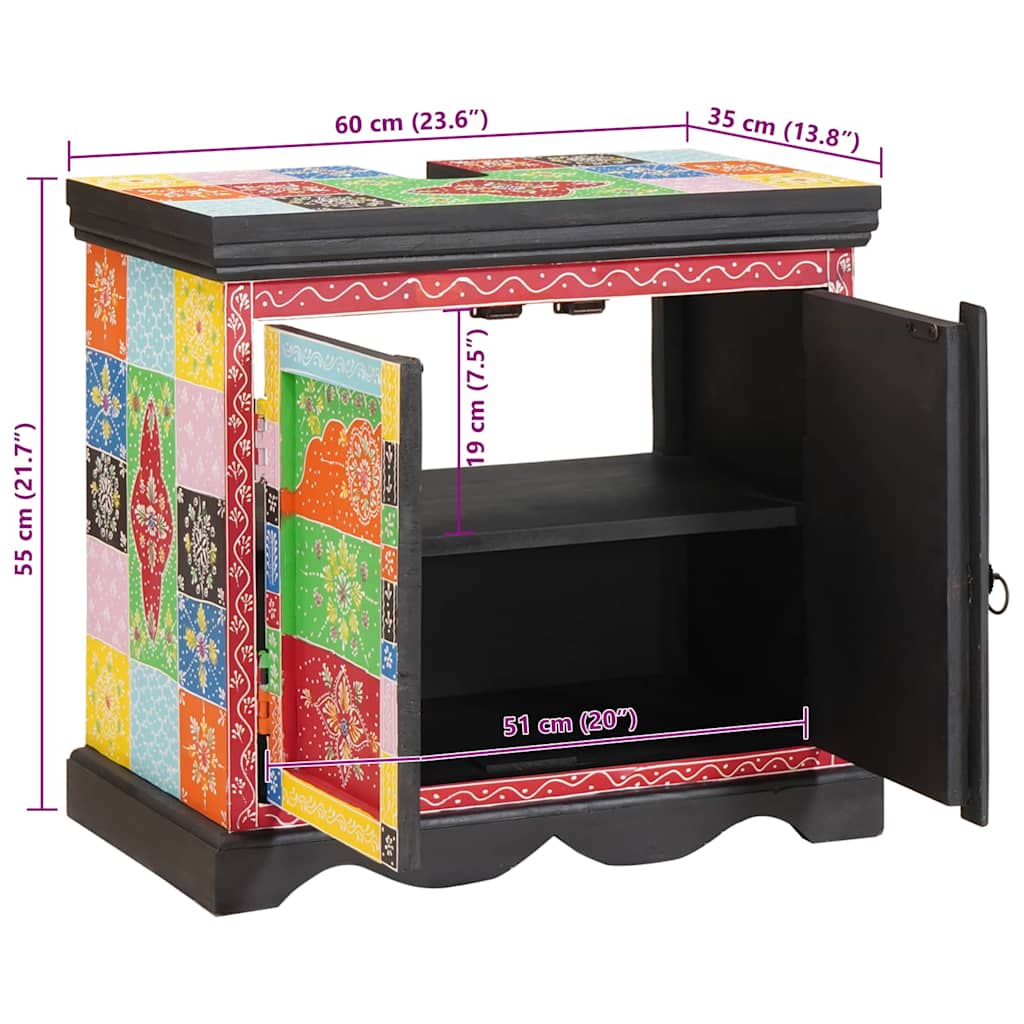 vidaXL Waschbeckenunterschrank Braun 60 x 35 x 55 cm Massivholz Mango