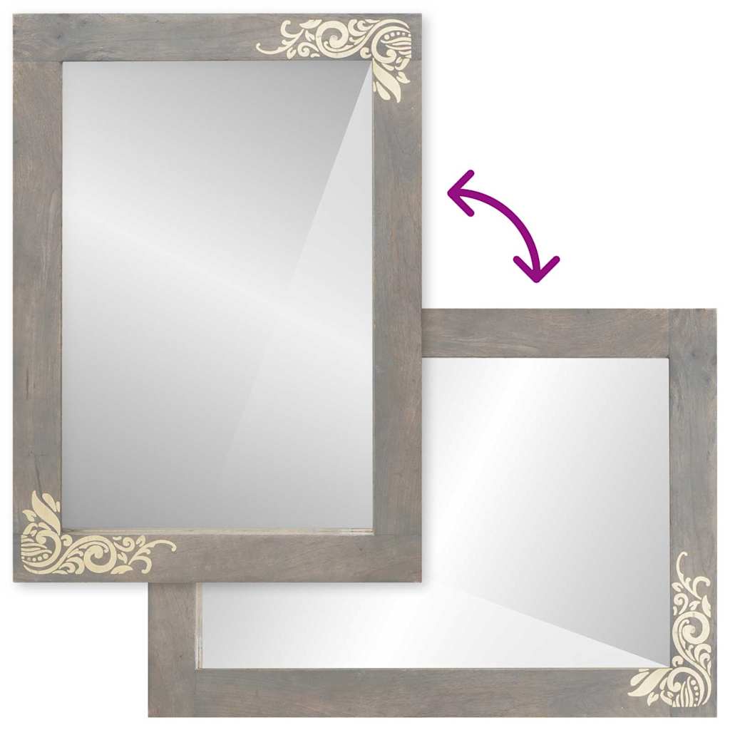 vidaXL Badezimmerschrank-Set Wandmontiert 2 pcs Grau Massivholz Mango