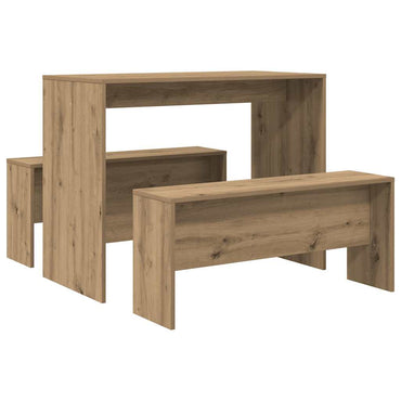 vidaXL 3-tlg. Esstisch und Bank Set Artisan-Eiche Holzwerkstoff