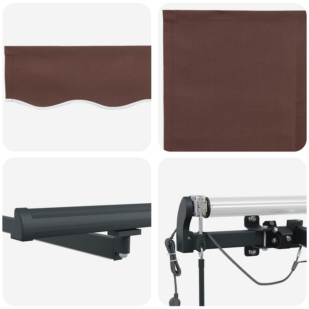 vidaXL Auvent banne automatique avec lumières LED marron 400x300 cm