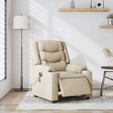 vidaXL Fauteuil de massage électrique Crème Tissu