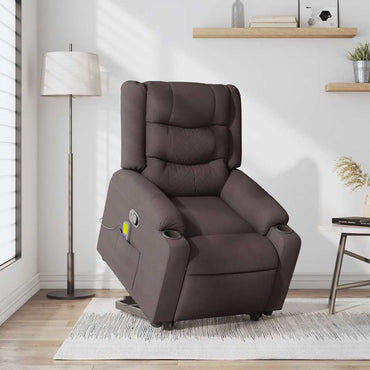 vidaXL Massagesessel mit Aufstehhilfe Dunkelbraun Stoff