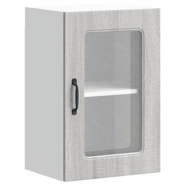 vidaXL Küchen-Hängeschrank mit Glastür Kalmar Grau Sonoma Holzwerkstoff