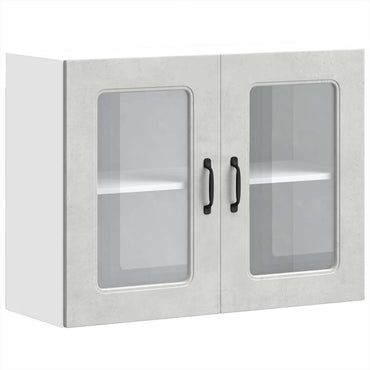 vidaXL Meuble haut de cuisine avec porte en verre Kalmar Gris béton Bois d'ingénierie