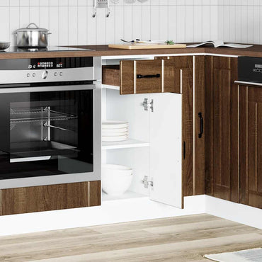 vidaXL Meuble bas de cuisine Lucca aspect chêne marron, bois d'ingénierie