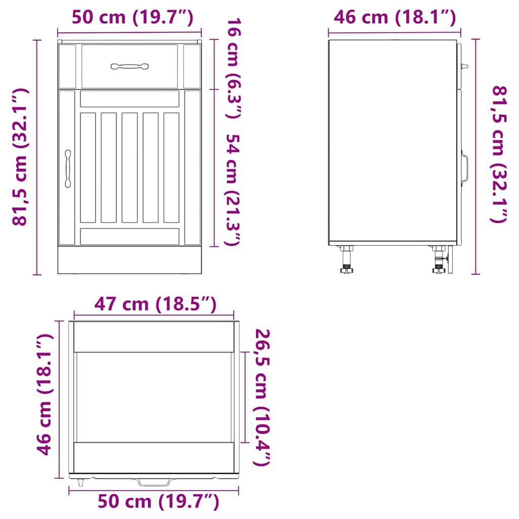 vidaXL Küchen-Unterschrank Lucca Räuchereiche Holzwerkstoff