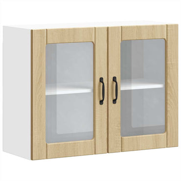 vidaXL Armoire haute de cuisine avec porte vitrée Lucca Chêne sonoma Bois d'ingénierie