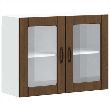 vidaXL Küchen-Hängeschrank mit Glastür Lucca Braun Eichen-Optik
