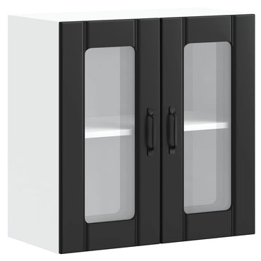 vidaXL Meuble haut de cuisine Lucca avec porte vitrée noir, bois d'ingénierie