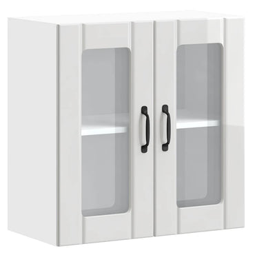 vidaXL Küchen-Hängeschrank mit Glastür Lucca Hochglanz-Weiß Holzwerkstoff