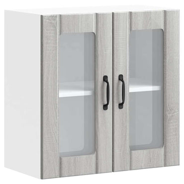vidaXL Küchen-Hängeschrank mit Glastür Lucca Grau Sonoma Holzwerkstoff