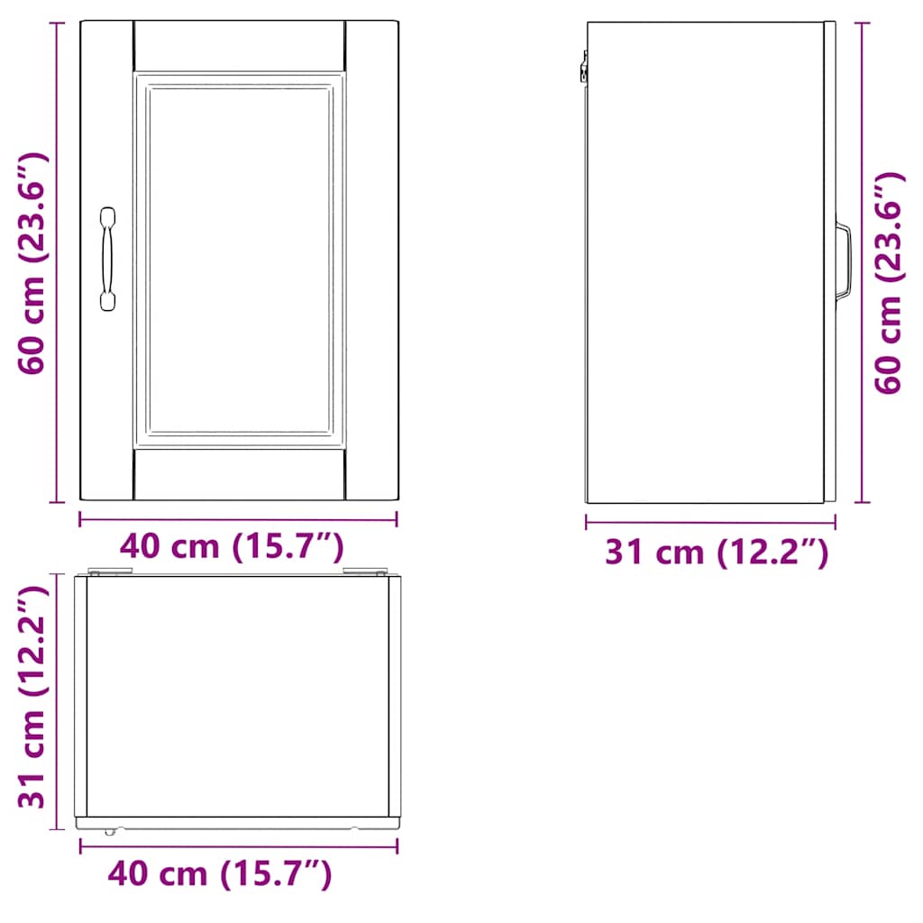 vidaXL Meuble haut de cuisine Porto gris en bois d'ingénierie aspect chêne Sonoma
